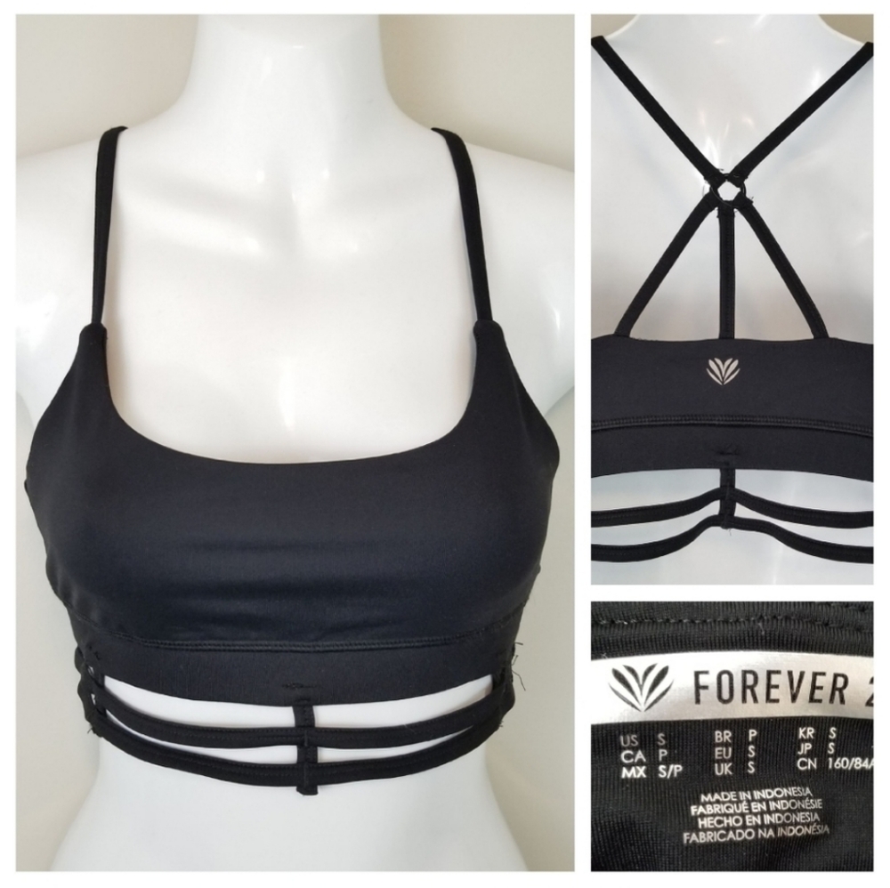 Forever21 S Black Racerback Cage Bra